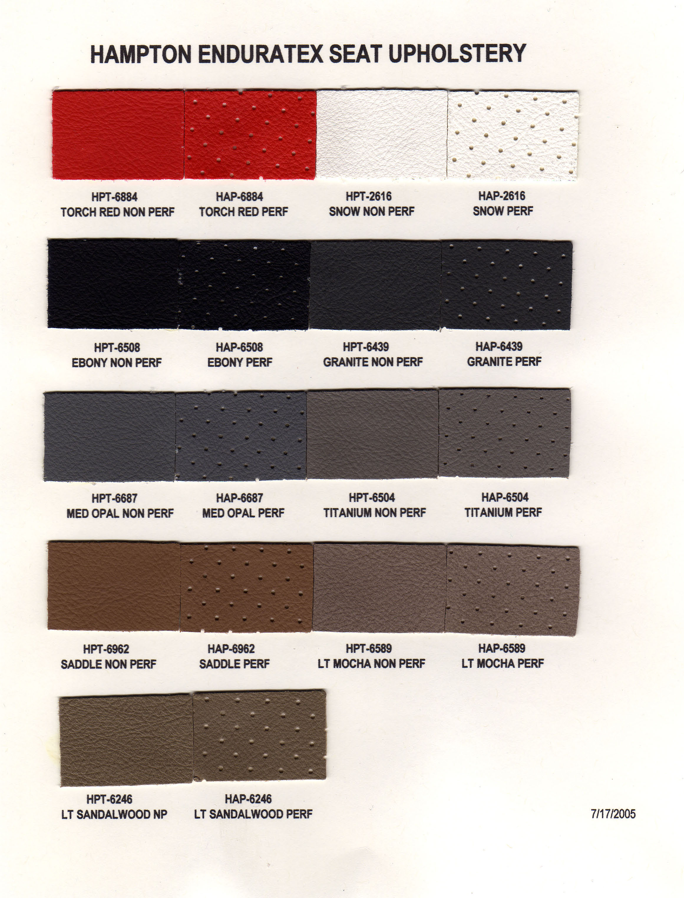 Hampton Enduratex Samples