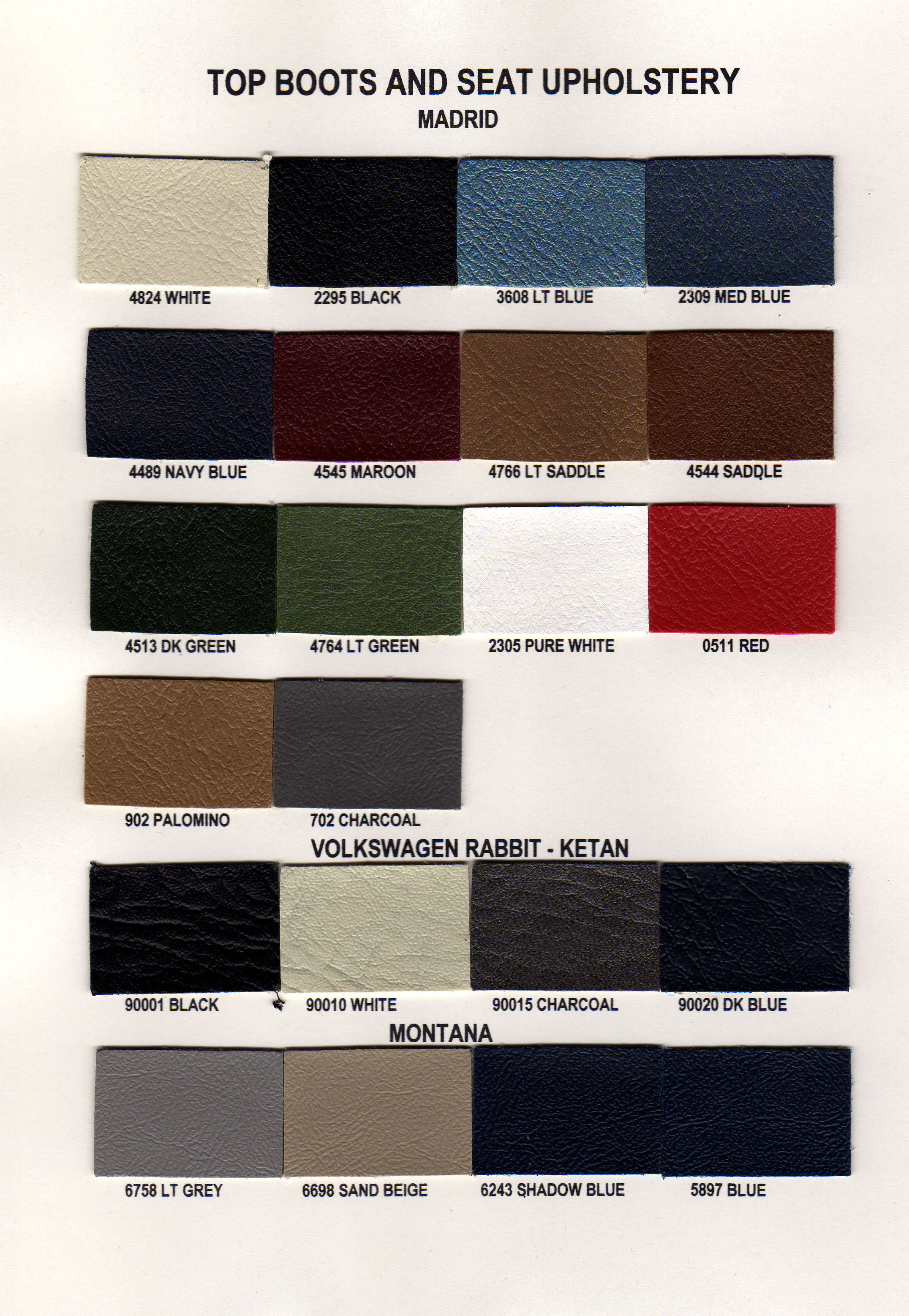 Madrid, Volkswagen Rabbit-Ketan, Montana Vinyl Samples