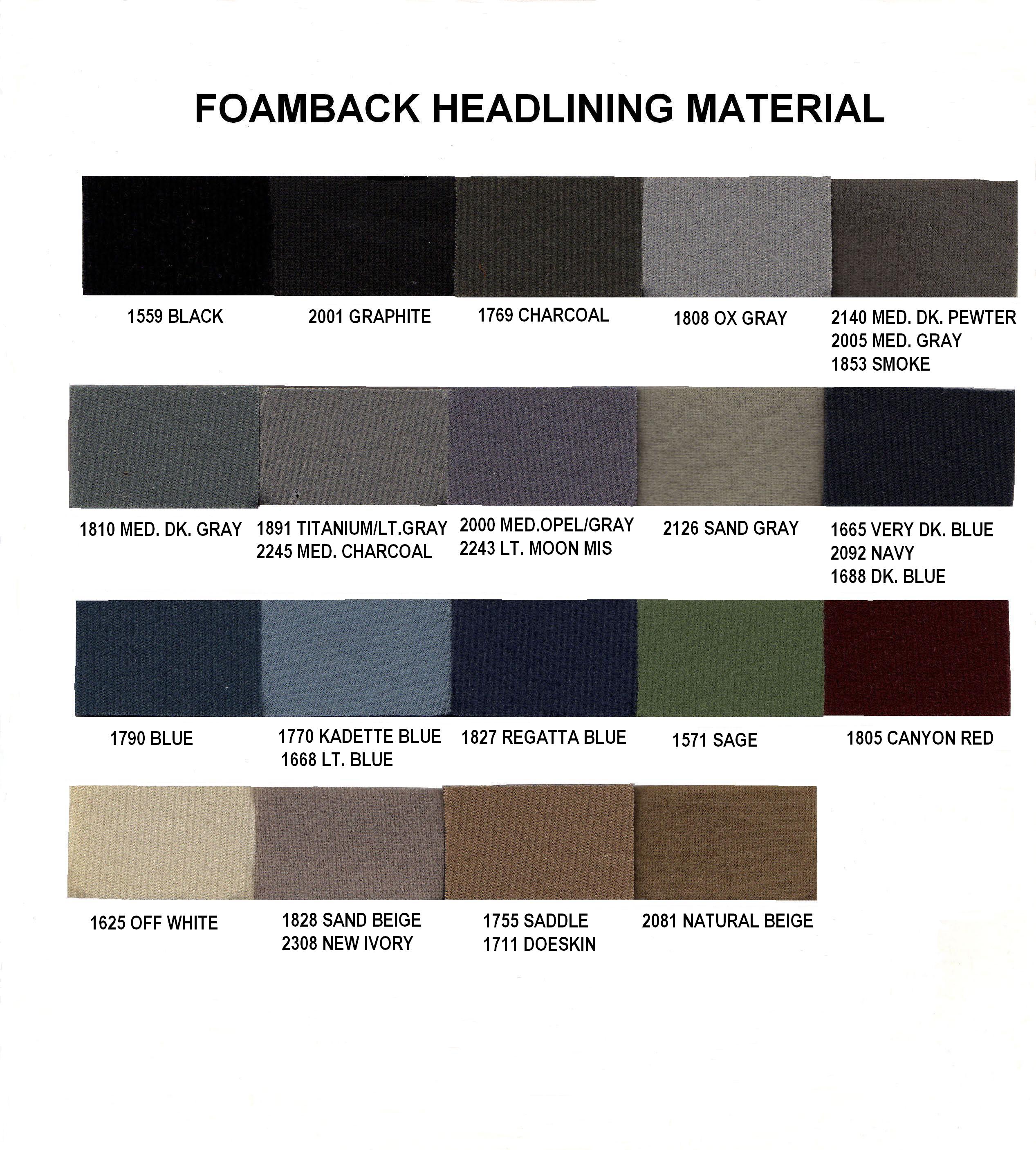 Foamback Headlining Samples