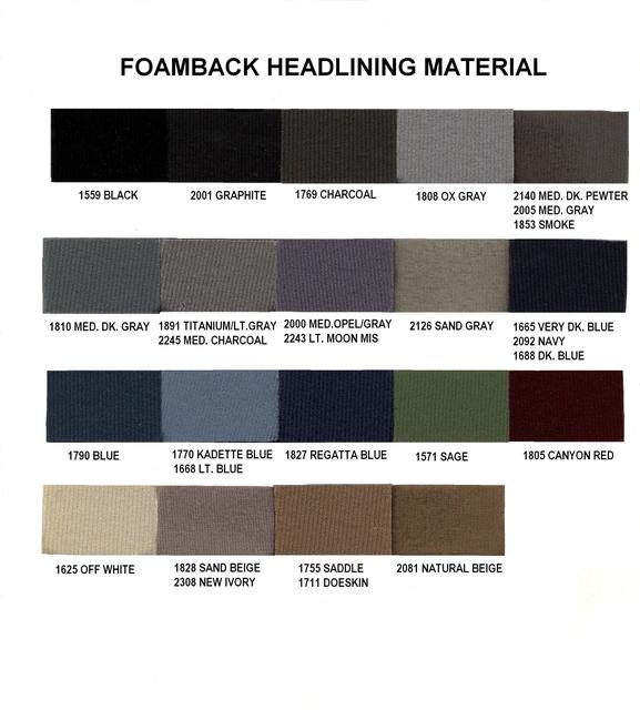 Foamback Headlining Samples