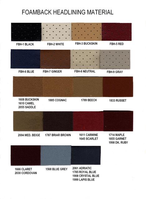 Foamback Headlining Samples
