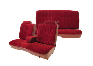U207S, 81-88 Regal 50/50 Split Seat w/Center Arm Rest, Head Rests and Rear Bench Seat Upholstery Set