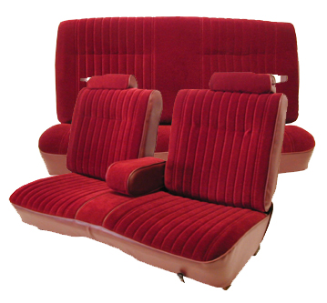 U207S, 81-88 Monte Carlo 50/50 Split Seat w/Center Arm Rest, Head Rests and Rear Bench Seat Upholstery Set